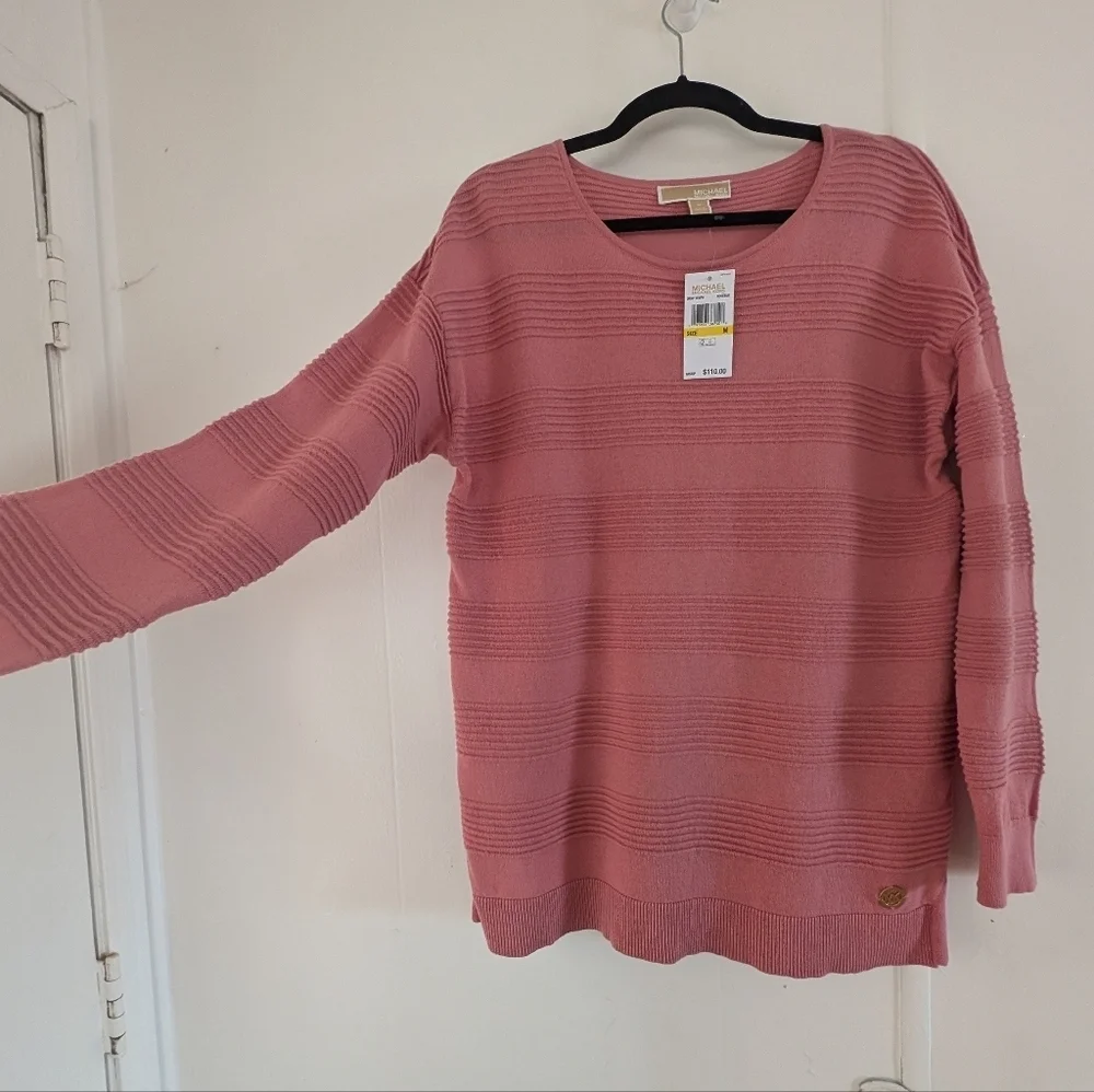 Michael Kors Pink Versatile Aesthetic Sweater Loose Fit Size M Longsleeve